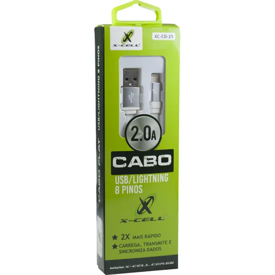Cabo Turbo USB 1m 2.0A Lightning X-Cell Flex por 16,99 à vista no boleto/pix ou parcele em até 1x sem juros. Compre na loja Mundomax!