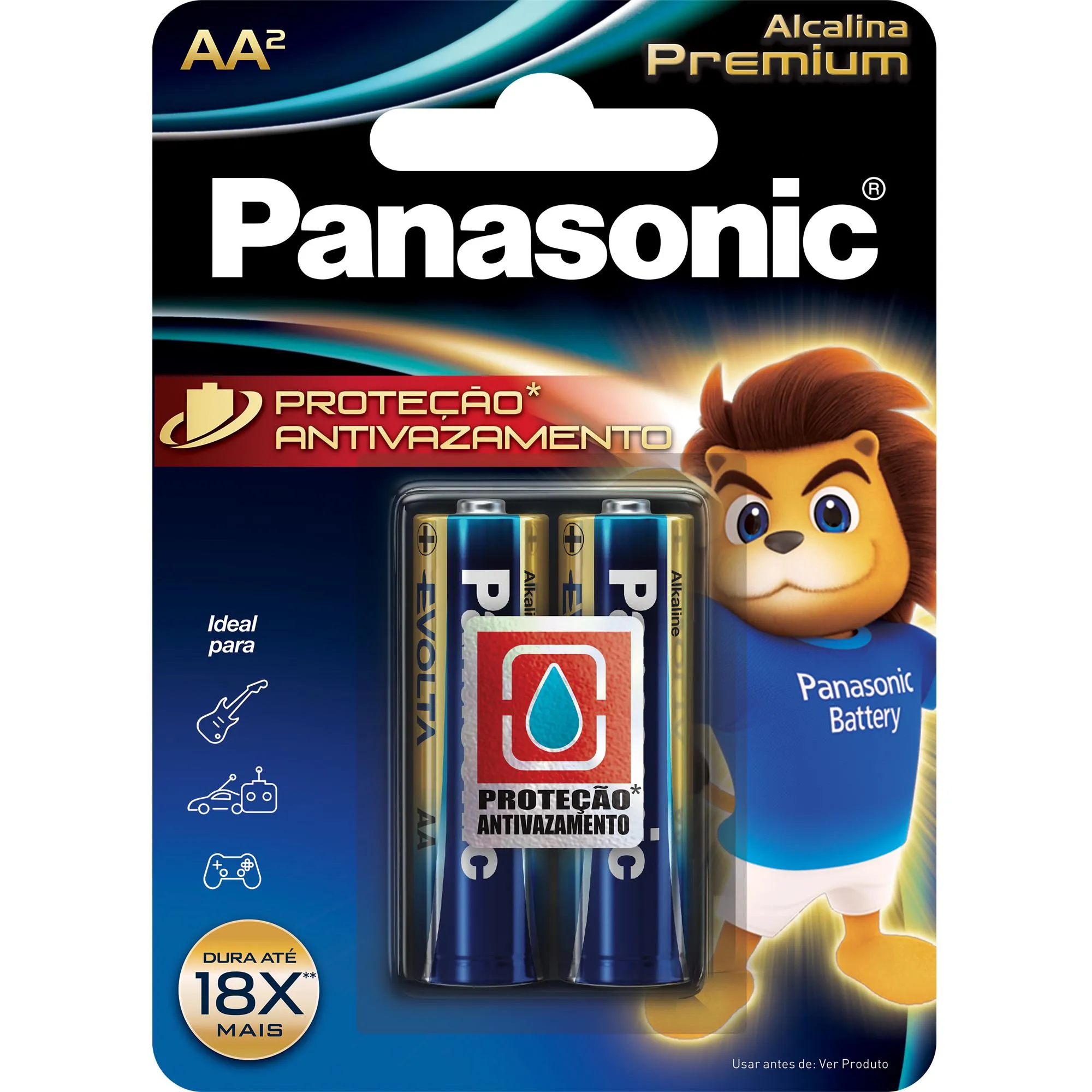 Pilha Alcalina 1,5V AA LR6 Premium (C/2 Pilhas) Panasonic (68661)