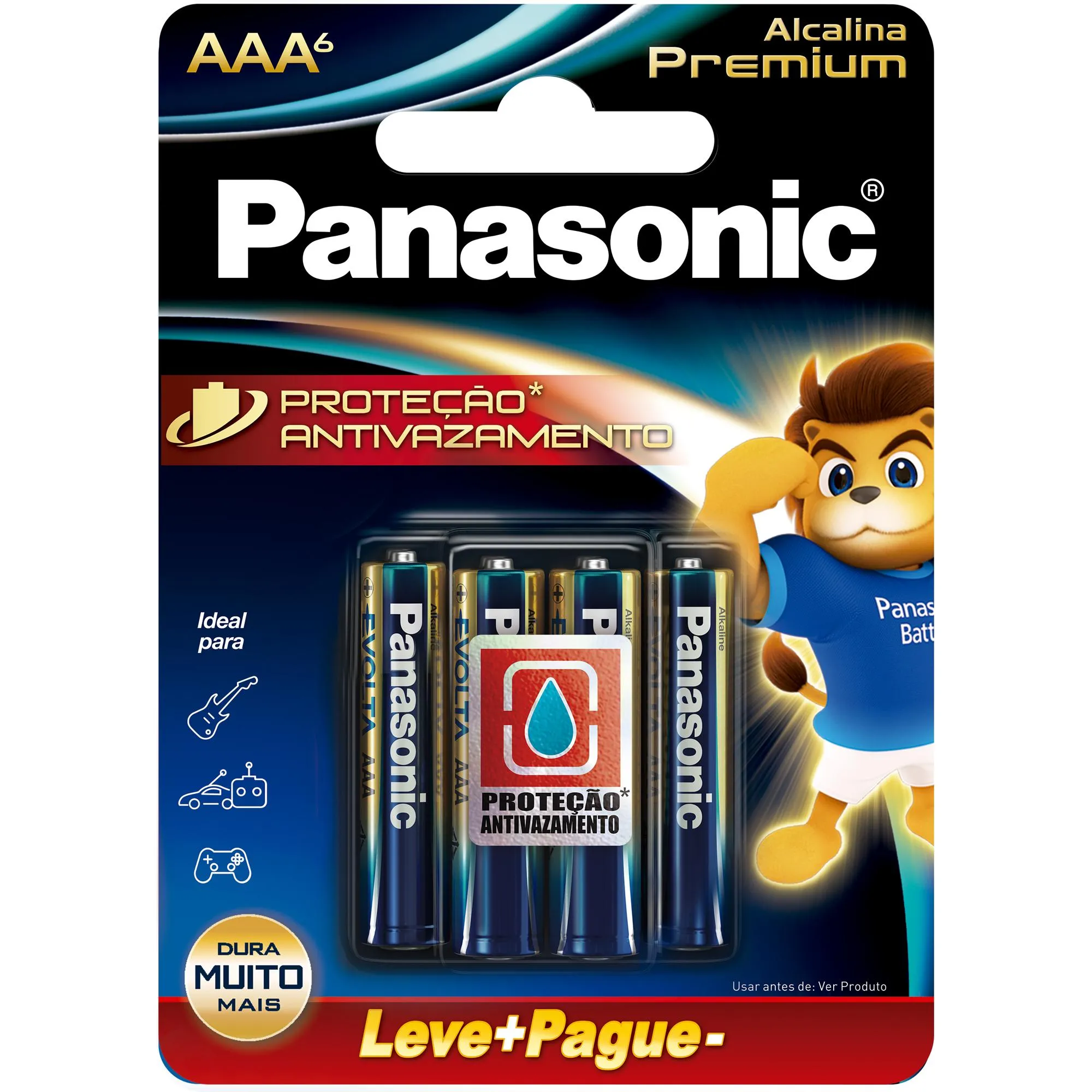 Pilha Alcalina 1,5V AAA LR03 Premium (C/6 Pilhas) Panasonic (68667)