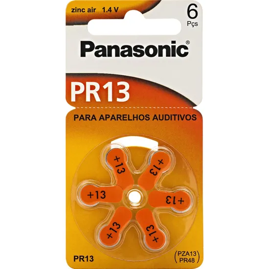 Pilha Zinco Auditiva 1,4V PR13H (C/6  Pilhas) Panasonic (68679)