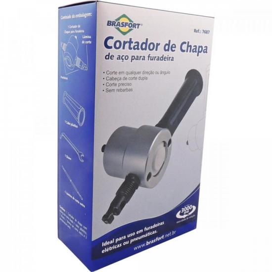 Cortador de Chapa para Furadeira BRASFORT por 0,00 à vista no boleto/pix ou parcele em até 1x sem juros. Compre na loja Mundomax!