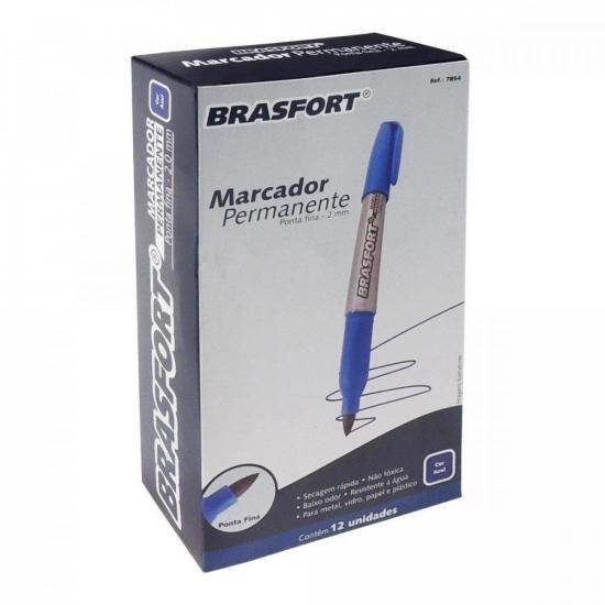 Caneta Marcador Permanente Ponte Fina Azul BRASFORT (caixa c/ 12 uni.) por 35,00 à vista no boleto/pix ou parcele em até 1x sem juros. Compre na loja Mundomax!