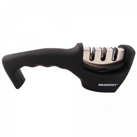 Afiador de Facas Master 3x1 Preto BRASFORT por 0,00 à vista no boleto/pix ou parcele em até 1x sem juros. Compre na loja Mundomax!