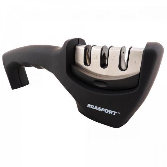 Afiador de Facas Master 3x1 Preto BRASFORT por 0,00 à vista no boleto/pix ou parcele em até 1x sem juros. Compre na loja Mundomax!