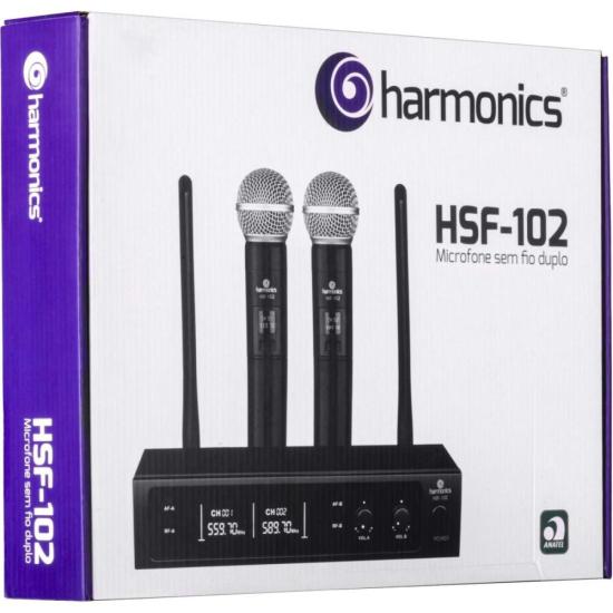 Microfone Sem Fio Harmonics HSF102 Duplo por 492,99 à vista no boleto/pix ou parcele em até 10x sem juros. Compre na loja Mundomax!