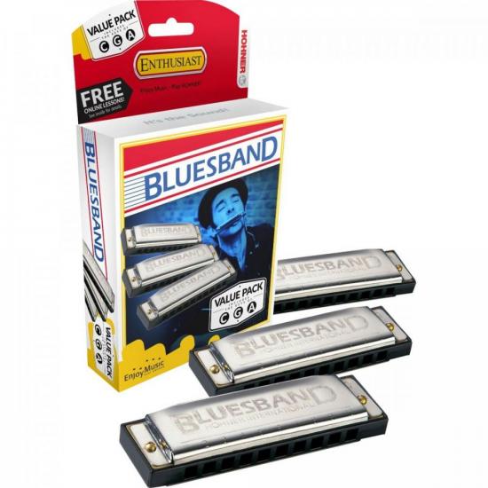 Kit com 3 Gaitas HOHNER Harmonicas Blue Band por 268,90 à vista no boleto/pix ou parcele em até 10x sem juros. Compre na loja Mundomax!