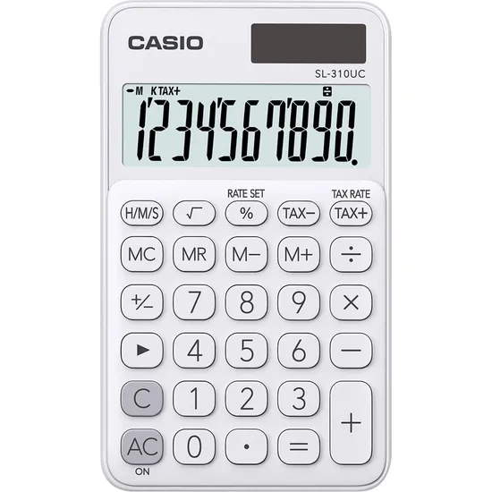 Calculadora de Bolso Casio SL-310UC 10 Dígitos Branca por 36,99 à vista no boleto/pix ou parcele em até 1x sem juros. Compre na loja Mundomax!