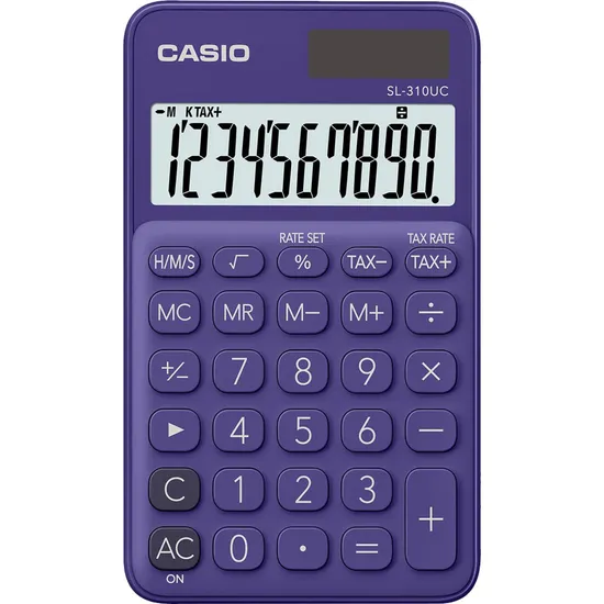 Calculadora de Bolso Casio SL-310UC 10 Dígitos Roxa por 42,99 à vista no boleto/pix ou parcele em até 1x sem juros. Compre na loja Mundomax!