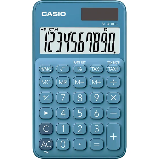 Calculadora de Bolso Casio SL-310UC 10 Dígitos Azul por 44,99 à vista no boleto/pix ou parcele em até 1x sem juros. Compre na loja Mundomax!