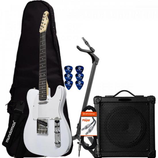 Kit Guitarra BENSON Nemesis Madero Branca + Cubo + Acessórios (69576)