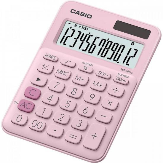 Calculadora de Mesa Casio MS20UC 12 Dígitos Rosa Claro (69582)