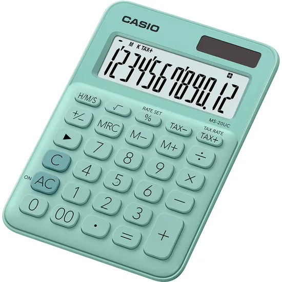 Calculadora de Mesa 12 Dígitos MS20UC Verde CASIO por 60,90 à vista no boleto/pix ou parcele em até 2x sem juros. Compre na loja Mundomax!