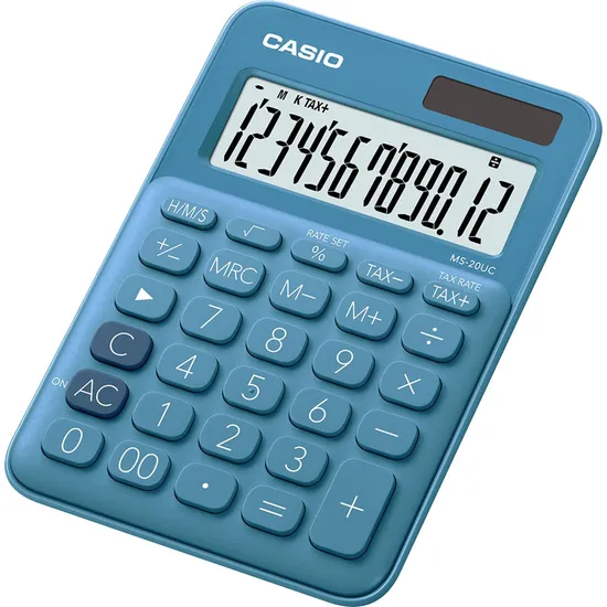 Calculadora de Mesa 12 Dígitos MS20UC Azul CASIO por 60,90 à vista no boleto/pix ou parcele em até 2x sem juros. Compre na loja Mundomax!