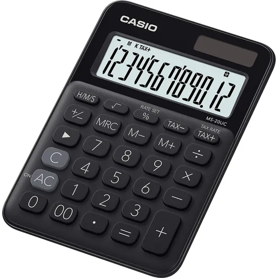 Calculadora de Mesa Casio MS20UC 12 Dígitos Preta por 64,99 à vista no boleto/pix ou parcele em até 2x sem juros. Compre na loja Mundomax!