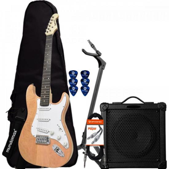 Kit Guitarra BENSON Pristine Madero Natural + Cubo + Acessórios (69612)