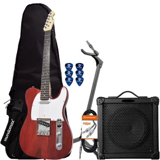 Kit Guitarra BENSON Nemesis Madero Vermelha + Cubo + Acessórios (69619)