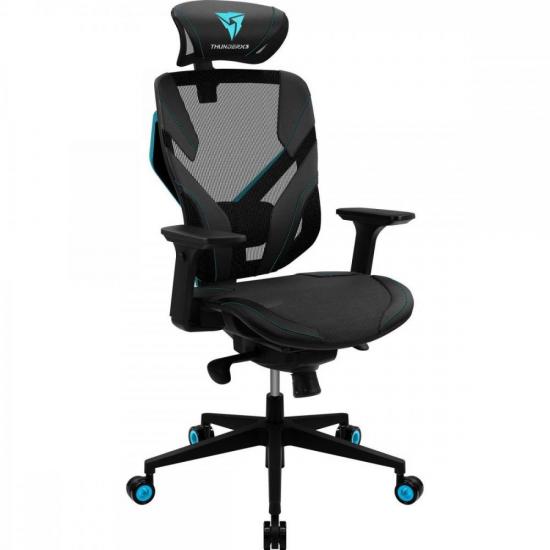 Cadeira Ergonomica Yama5 Preto/Cyan THUNDERX3 por 0,00 à vista no boleto/pix ou parcele em até 1x sem juros. Compre na loja Mundomax!