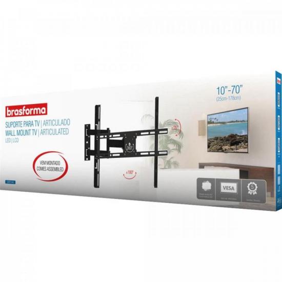 Suporte Articulado Para TV 10\"-70\" Preto SBRP1440 Brasforma por 199,99 à vista no boleto/pix ou parcele em até 7x sem juros. Compre na loja Mundomax!