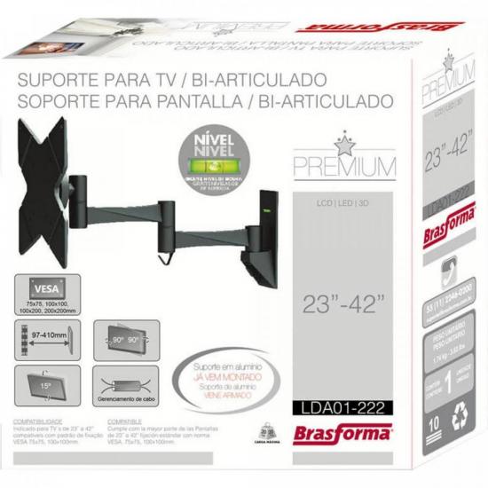 Suporte para TV Articulado 23-42\" LDA01-222 BRASFORMA por 0,00 à vista no boleto/pix ou parcele em até 1x sem juros. Compre na loja Mundomax!