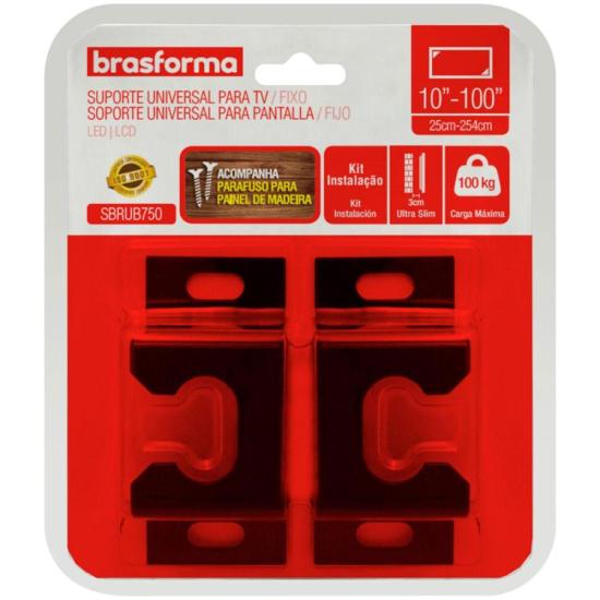Suporte Fixo Para TV 10\" a 100\" SBRUB750 Brasforma por 15,99 à vista no boleto/pix ou parcele em até 1x sem juros. Compre na loja Mundomax!