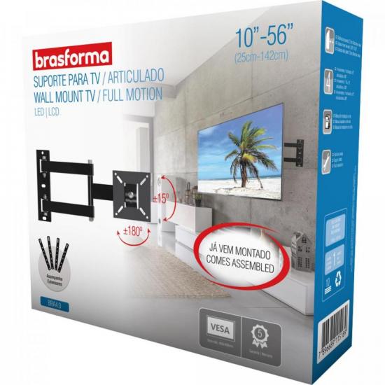 Suporte Articulado Para TV 10\"-56\" BRA4.0 Brasforma por 102,99 à vista no boleto/pix ou parcele em até 4x sem juros. Compre na loja Mundomax!
