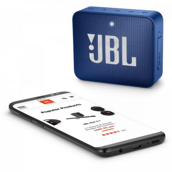 Caixa Multimídia Portátil Bluetooth GO 2 Azul JBL por 244,90 à vista no boleto/pix ou parcele em até 9x sem juros. Compre na loja Mundomax!