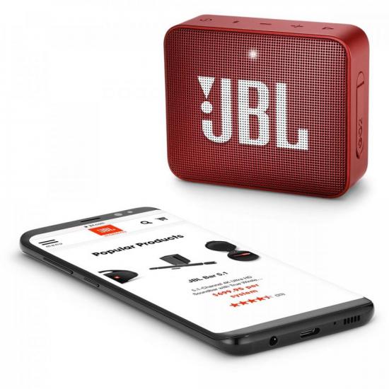 Caixa Multimídia Portátil Bluetooth GO 2 Vermelha JBL por 244,90 à vista no boleto/pix ou parcele em até 9x sem juros. Compre na loja Mundomax!
