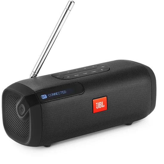 Caixa Multimídia Portátil Bluetooth Tuner FM Preta JBL por 575,90 à vista no boleto/pix ou parcele em até 10x sem juros. Compre na loja Mundomax!