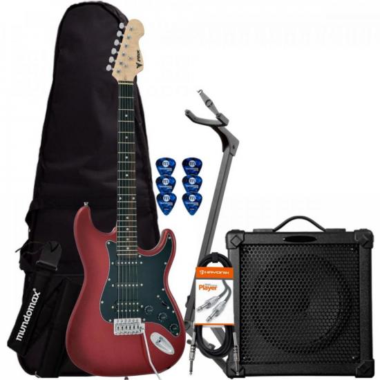 Kit Guitarra PHX Strato Power ST-H MRD Vermelha + Cubo + Acessórios (70060)