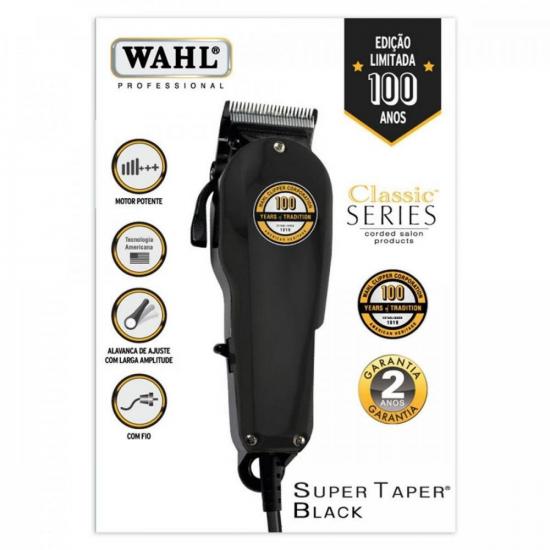 Máquina de Corte Super Taper 100 Preta 220V WAHL por 408,90 à vista no boleto/pix ou parcele em até 10x sem juros. Compre na loja Mundomax!