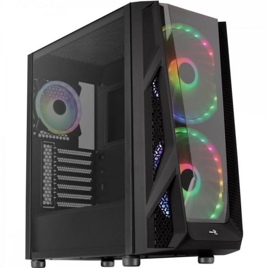 Gabinete Gamer Mid Tower Nighthawk Duo RGB Preto AEROCOOL por 0,00 à vista no boleto/pix ou parcele em até 1x sem juros. Compre na loja Mundomax!