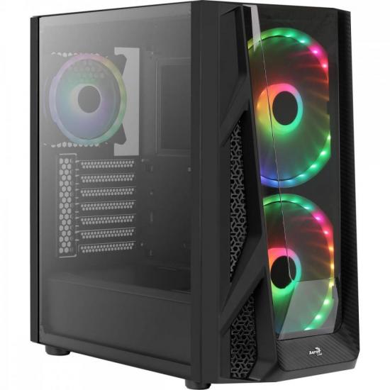 Gabinete Gamer Mid Tower Nighthawk Duo RGB Preto AEROCOOL por 0,00 à vista no boleto/pix ou parcele em até 1x sem juros. Compre na loja Mundomax!