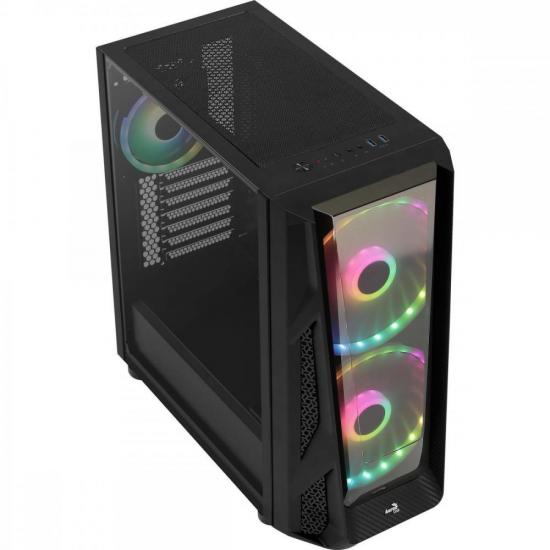 Gabinete Gamer Mid Tower Nighthawk Duo RGB Preto AEROCOOL por 0,00 à vista no boleto/pix ou parcele em até 1x sem juros. Compre na loja Mundomax!