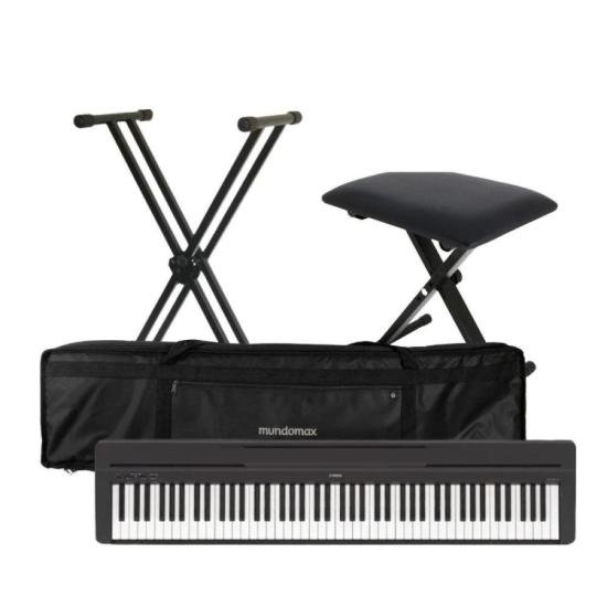Kit Piano Digital YAMAHA P-45 Preto + Suporte + Acessórios (70333)