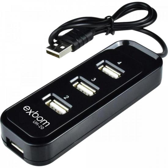 HUB USB 2.0 4 Portas UH-20 Preto EXBOM por 0,00 à vista no boleto/pix ou parcele em até 1x sem juros. Compre na loja Mundomax!