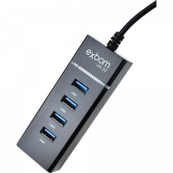 HUB USB 3.0 4 Portas UH-30 Preto EXBOM por 0,00 à vista no boleto/pix ou parcele em até 1x sem juros. Compre na loja Mundomax!