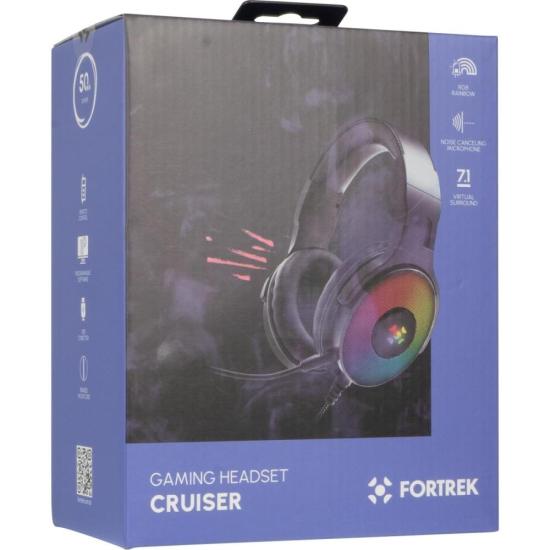 Headset Gamer Fortrek Cruiser 7.1 USB RGB Preto por 236,45 à vista no boleto/pix ou parcele em até 9x sem juros. Compre na loja Fortrek!