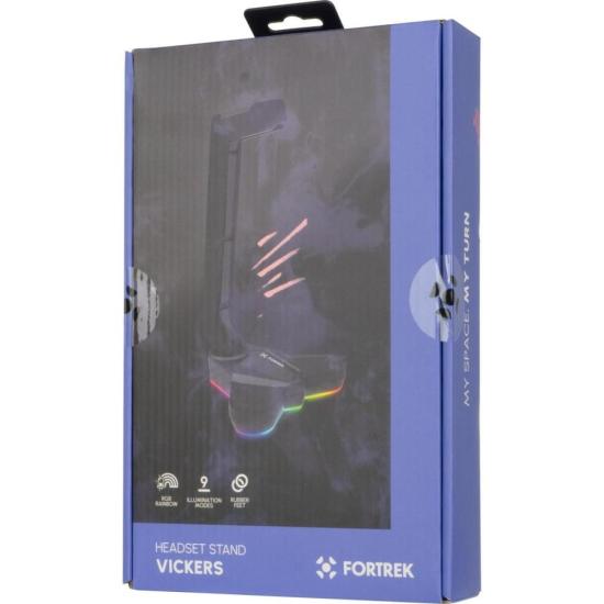 Suporte Para Headset Fortrek Vickers RGB Preto por 92,99 à vista no boleto/pix ou parcele em até 3x sem juros. Compre na loja Mundomax!