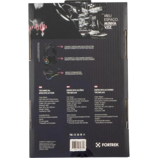 Suporte Para Headset Fortrek Vickers RGB Preto por 92,99 à vista no boleto/pix ou parcele em até 3x sem juros. Compre na loja Mundomax!