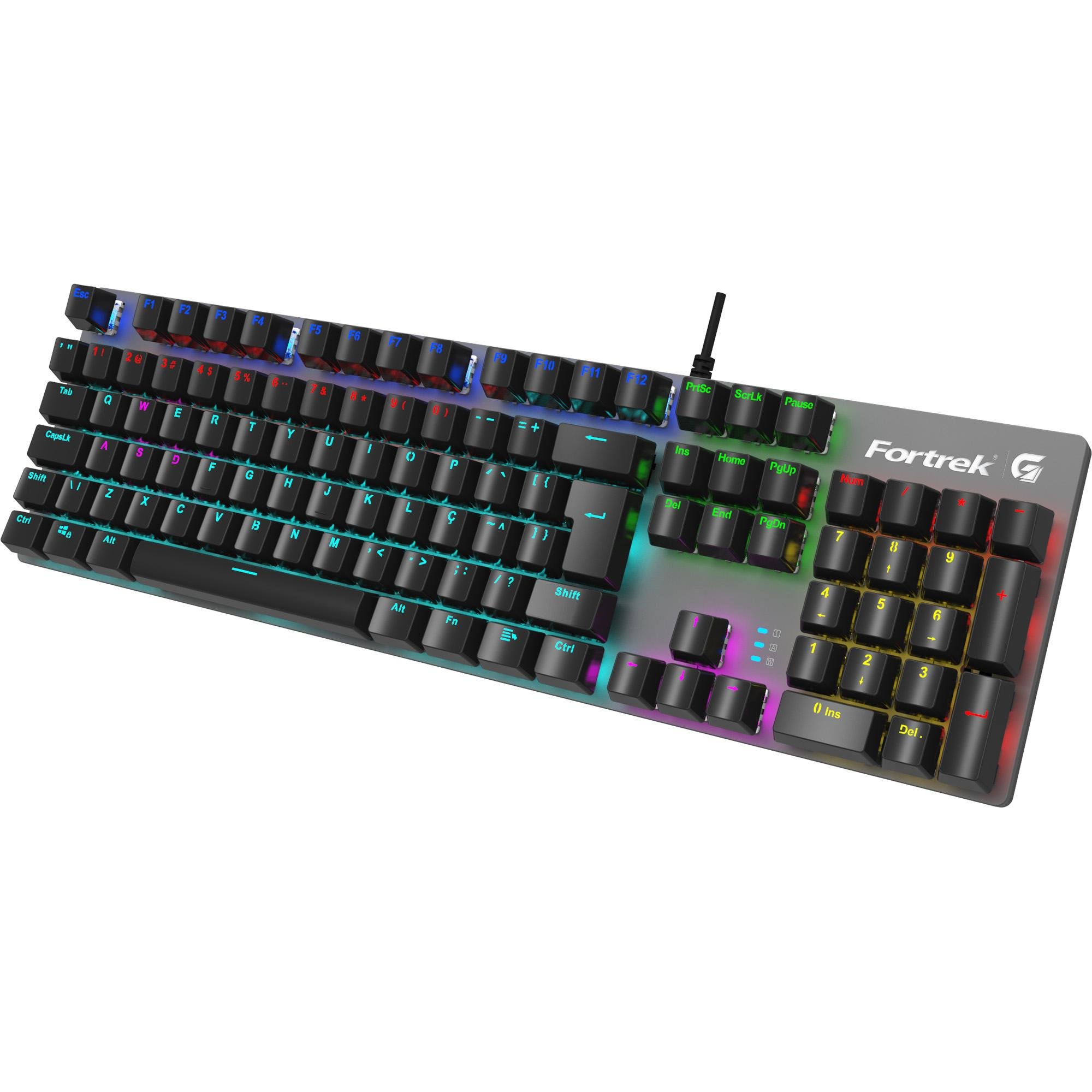 Teclado Gamer Mec Nico Fortrek Black Hawk Dark Grey Rainbow Fortrek