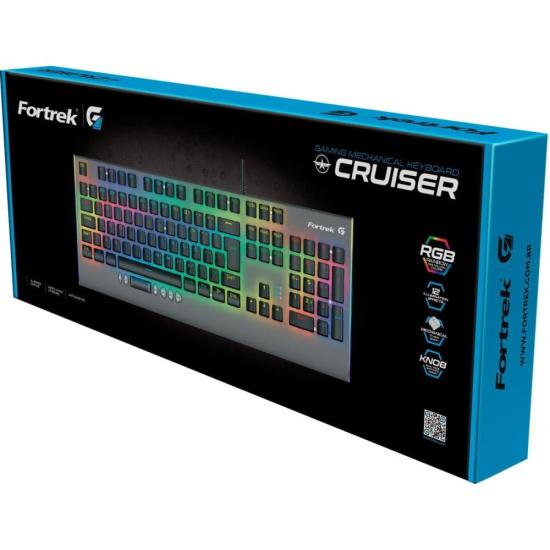Teclado Gamer Mecânico Fortrek Cruiser Dark Grey RGB por 199,99 à vista no boleto/pix ou parcele em até 7x sem juros. Compre na loja Mundomax!