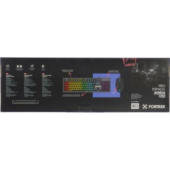 Kit Teclado e Mouse Gamer Fortrek Ranger Rainbow RGB Grafite por 171,94 à vista no boleto/pix ou parcele em até 6x sem juros. Compre na loja Fortrek!
