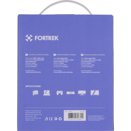 Cabo HDMI Com Filtro 2.0 4K 10 metros HD2010 Fortrek FK 741C por 79,00 à vista no boleto/pix ou parcele em até 3x sem juros. Compre na loja Mundomax!
