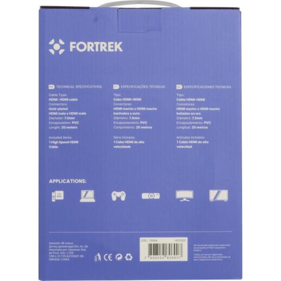 Cabo HDMI Com Filtro 2.0 4K 20 metros HD2020 Fortrek por 172,00 à vista no boleto/pix ou parcele em até 6x sem juros. Compre na loja Mundomax!