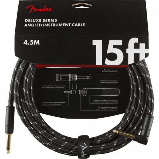 Cabo para Instrumentos FENDER 4,5m P10 x P10 (90°) DELUXE SERIES Preto T por 158,90 à vista no boleto/pix ou parcele em até 6x sem juros. Compre na loja Mundomax!