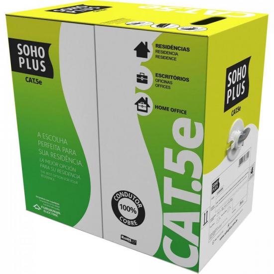 Cabo de Rede CAT.5E CMX Cx 305m Cinza Furukawa Sohoplus por 1.099,00 à vista no boleto/pix ou parcele em até 12x sem juros. Compre na loja Mundomax!