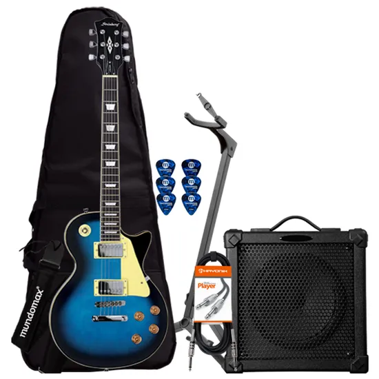 Kit Guitarra STRINBERG Les Paul LPS230 Azul + Cubo + Acessórios (71359)