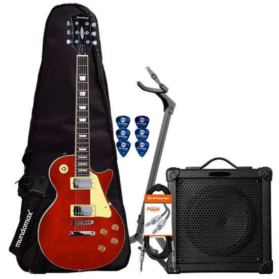 Kit Guitarra STRINBERG Les Paul LPS230 Wine Red + Cubo + Acessórios (71360)