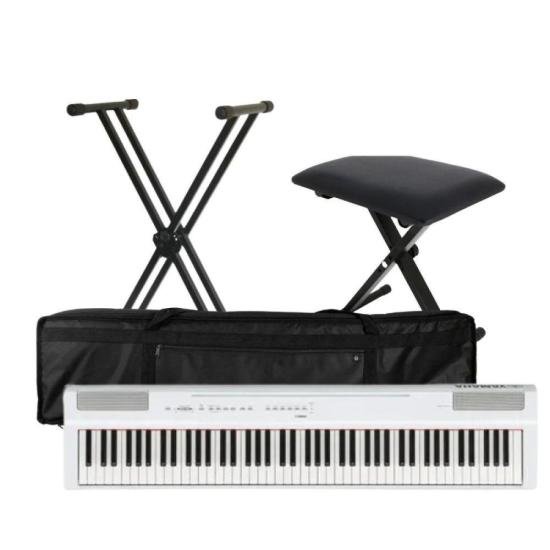 Kit Piano Digital YAMAHA P-125 Branco + Suporte + Acessórios (71362)