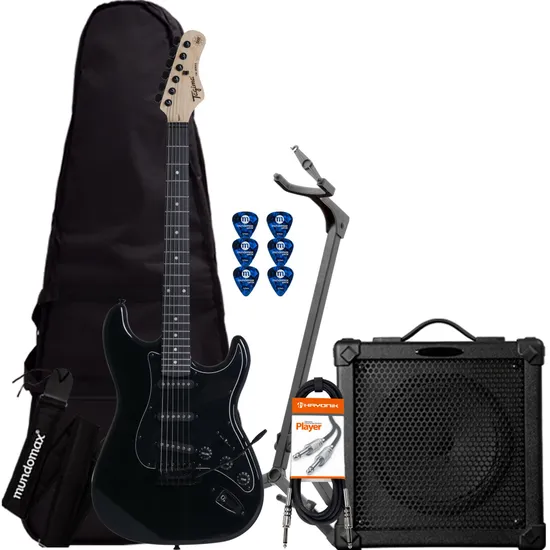 Kit Guitarra TAGIMA TG500 Preta + Cubo + Acessórios (71368)